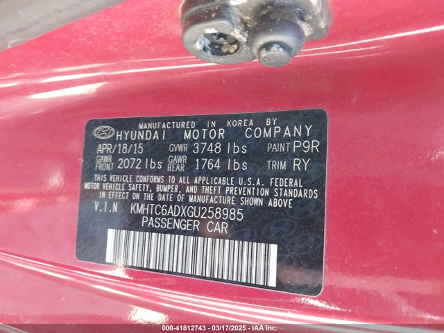 KMHTC6ADXGU258985 Hyundai dohc gdi gamma