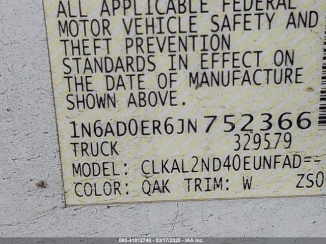 1N6AD0ER6JN752366 Nissan Frontier Sv