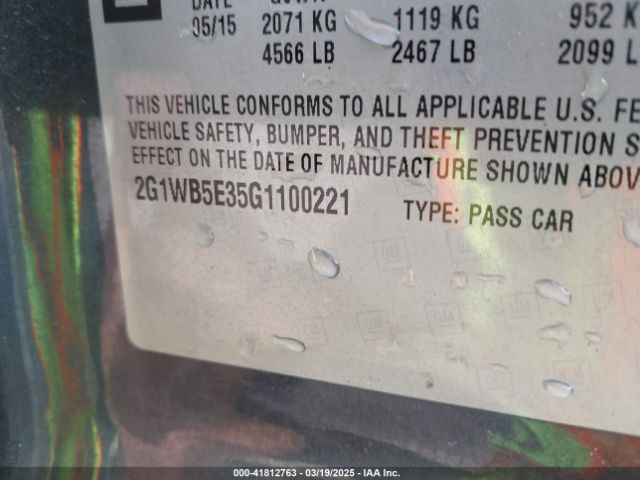 2G1WB5E35G1100221 Chevrolet Impala Limited Lt