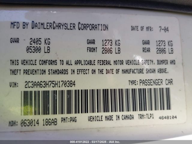 2005 CHRYSLER 300C 2C3AA63H75H170384 Photo 8