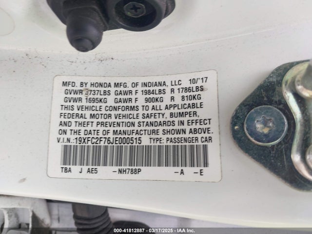 Honda CIVIC EX 2018 19XFC2F76JE000515 Image 9