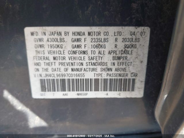 2007 ACURA TSX JH4CL96997C016655 Photo 8