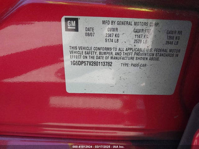 2008 CADILLAC CTS 1G6DP57V280113782 Photo 8