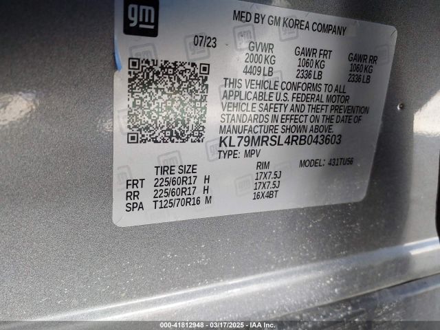 KL79MRSL4RB043603 Chevrolet Trailblazer Awd Lt