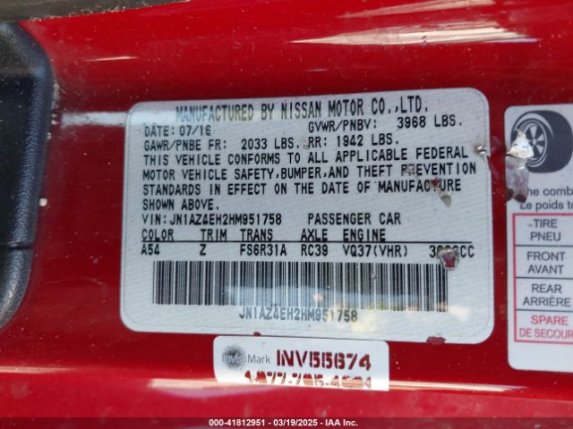 JN1AZ4EH2HM951758 Nissan 370z Nismo Tech