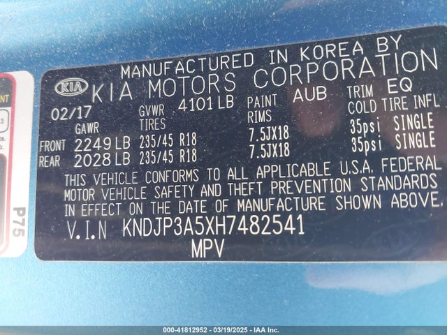 KNDJP3A5XH7482541 KIA SOUL +