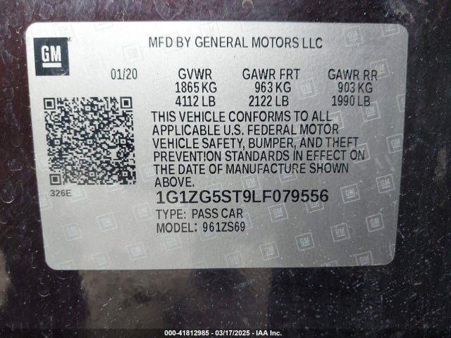 1G1ZG5ST9LF079556 Chevrolet Malibu Fwd Rs