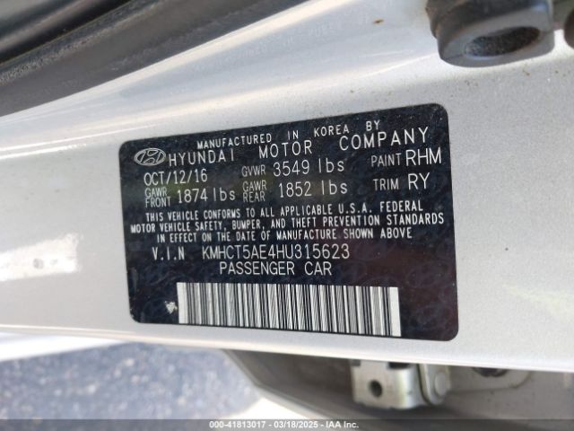 KMHCT5AE4HU315623 Hyundai ACCENT SE