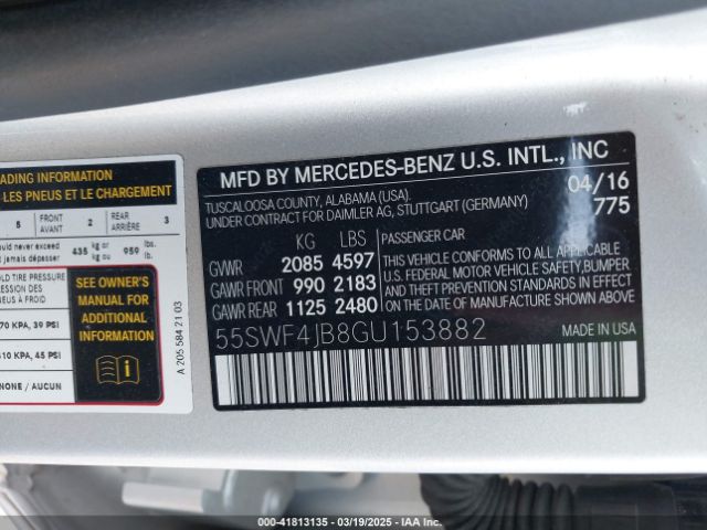 55SWF4JB8GU153882 Mercedes-Benz C 300 Luxury/sport