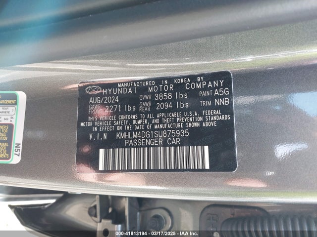 KMHLM4DG1SU875935 Hyundai Elantra Sel Sport
