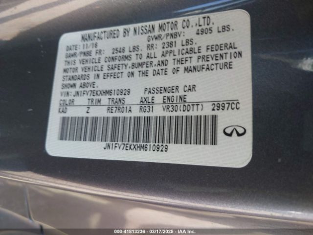JN1FV7EKXHM610929 Infiniti Q60 3.0t Red Sport 400