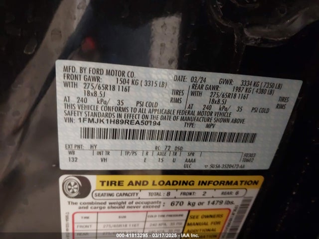 1FMJK1H89REA50194 Ford Expedition Xlt Max