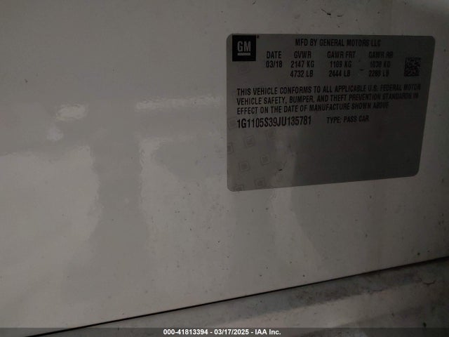 1G1105S39JU135781 Chevrolet IMPALA 1LT