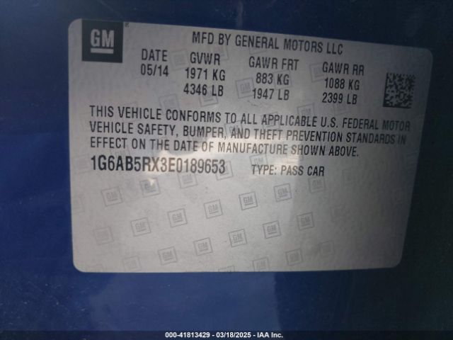 1G6AB5RX3E0189653 Cadillac ATS LUXURY