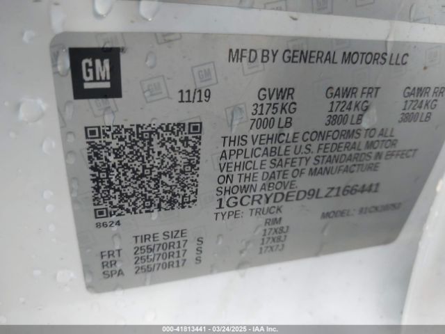 1GCRYDED9LZ166441 Chevrolet Silverado 1500 4wd Double Cab Standard Bed Lt