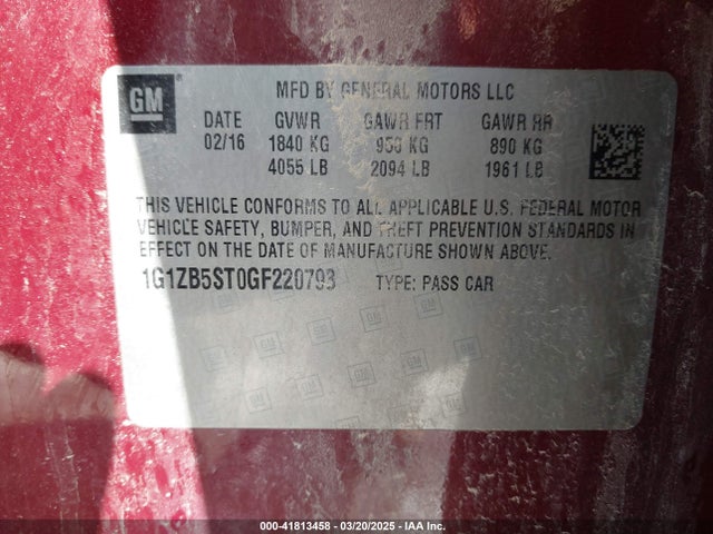 1G1ZB5ST0GF220793 Chevrolet MALIBU LS