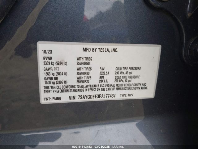 7SAYGDEE3PA177437 Tesla Model Y Awd/long Range Dual Motor All-wheel Drive