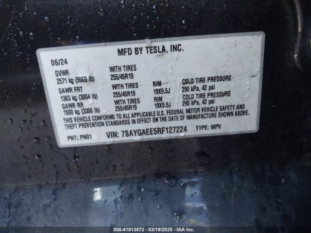 7SAYGAEE5RF127224 Tesla Model Y Long Range Dual Motor All-wheel Drive