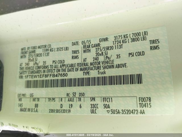 2015 FORD F-150 1FTEW1EF8FFB47650 Photo 8