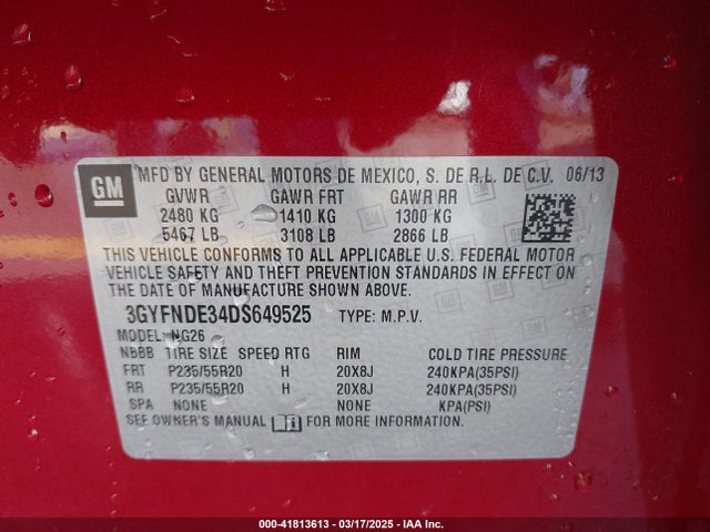 2013 CADILLAC SRX 3GYFNDE34DS649525 Photo 8