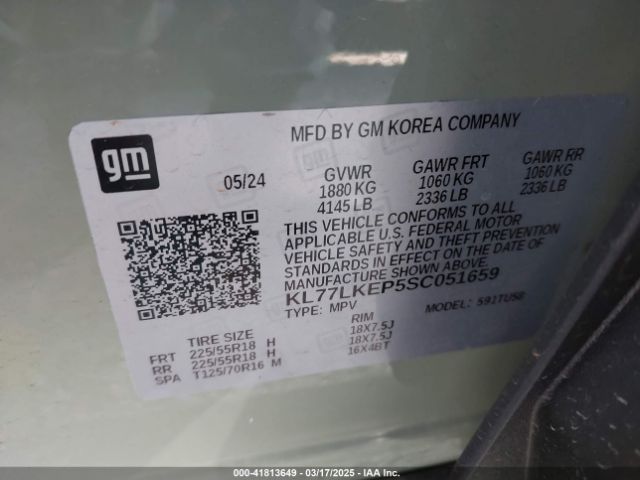 KL77LKEP5SC051659 Chevrolet Trax Fwd Activ
