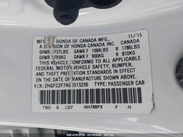 2HGFC2F74GH515236 Honda CIVIC EX