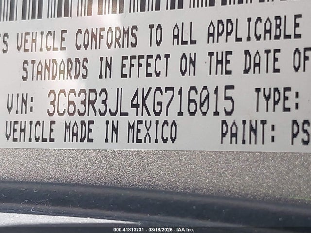 Продаж на аукціоні авто 2019 Ram 3500 Laramie  4x4 8' Box, vin: 3C63R3JL4KG716015, номер лоту: 41813731