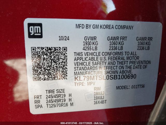 KL79MTSL0SB100690 Chevrolet Trailblazer Fwd Rs
