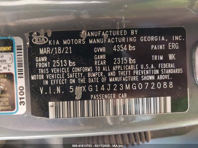 5XXG14J23MG072088 KIA K5 LXS