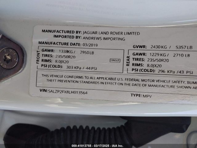 2020 LAND ROVER RANGE ROVER EVOQUE SALZP2FX8LH013564 Photo 8