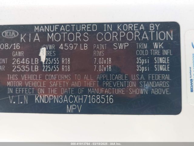 KNDPN3ACXH7168516 KIA Sportage Ex
