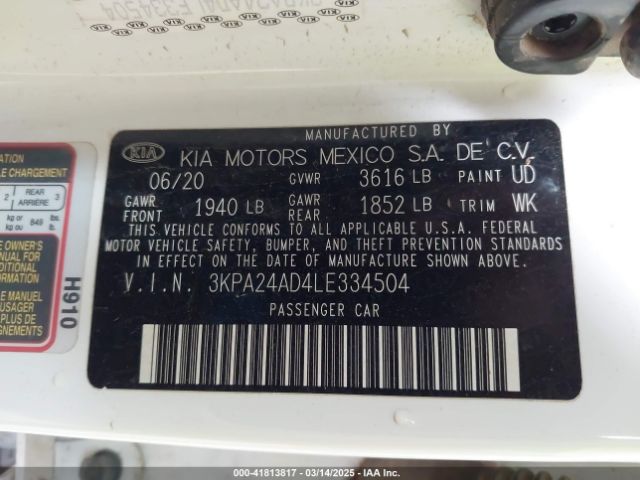 3KPA24AD4LE334504 KIA RIO S