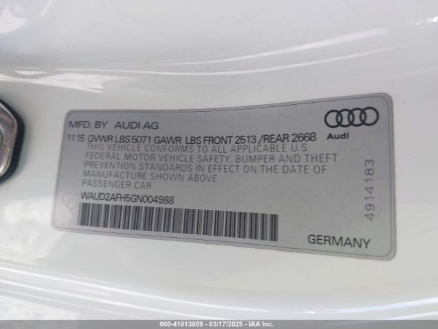 2016 AUDI A5 WAUD2AFH5GN004988 Photo 8