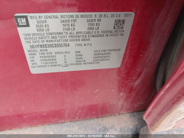 2012 CADILLAC SRX 3GYFNEE36CS555764 Photo 8