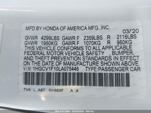 1HGCV1F10LA075446 Honda ACCORD LX
