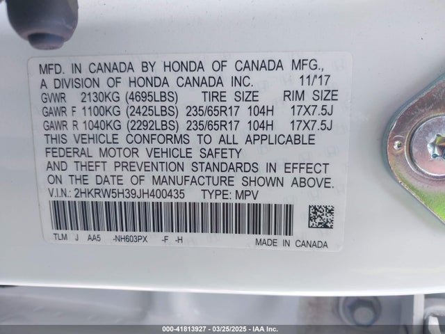 2HKRW5H39JH400435 Honda CR-V LX