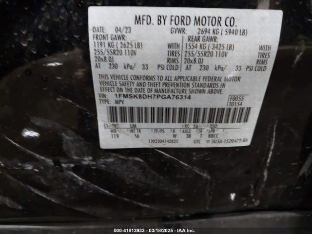 1FMSK8DH7PGA76314 Ford EXPLORER XLT