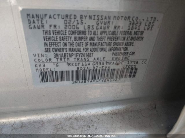 3N1AB7AP1FY241487 Nissan SENTRA SV