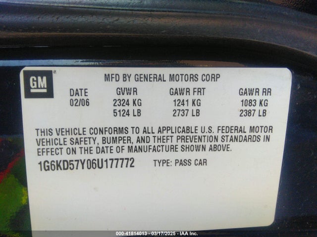 2006 CADILLAC DTS 1G6KD57Y06U177772 Photo 8