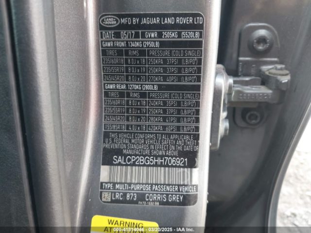 SALCP2BG5HH706921 Land Rover Discovery Sport Se