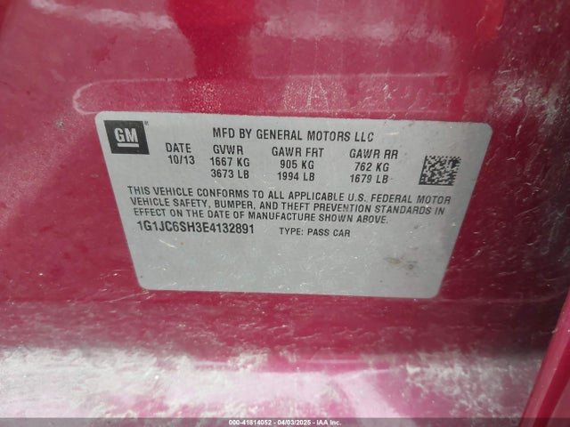 1G1JC6SH3E4132891 Chevrolet Sonic Lt Auto