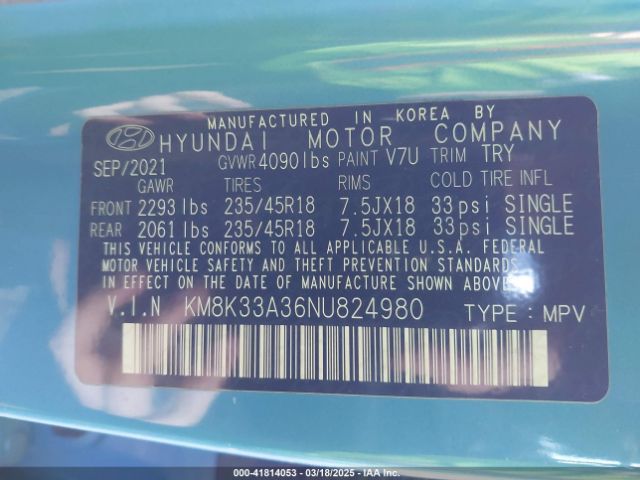 KM8K33A36NU824980 Hyundai Kona N Line