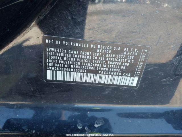 3VWC57BU4KM203851 Volkswagen Jetta 1.4t R-line/1.4t S/1.4t Se