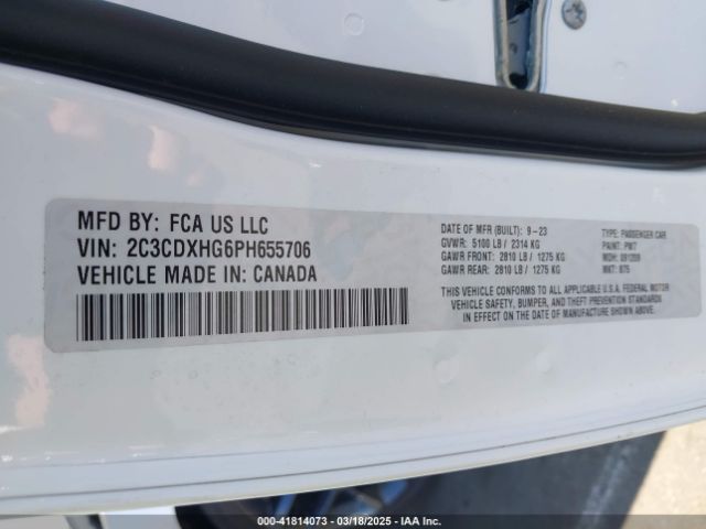 2C3CDXHG6PH655706 Dodge CHARGER GT