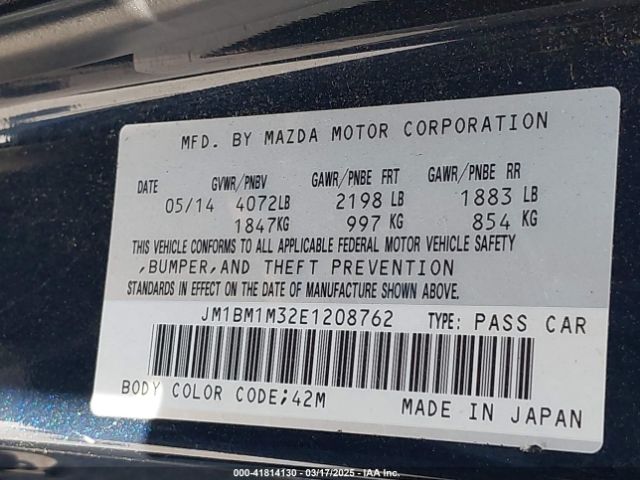 JM1BM1M32E1208762 Mazda Mazda3 S Grand Touring