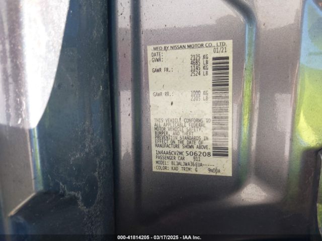 1N4AA6CV2MC506208 Nissan Maxima Sv Xtronic Cvt