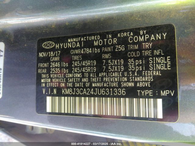 KM8J3CA24JU631336 Hyundai Tucson Value