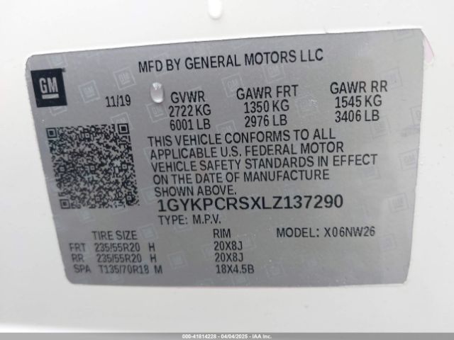 1GYKPCRSXLZ137290 Cadillac Xt6 Fwd Premium Luxury