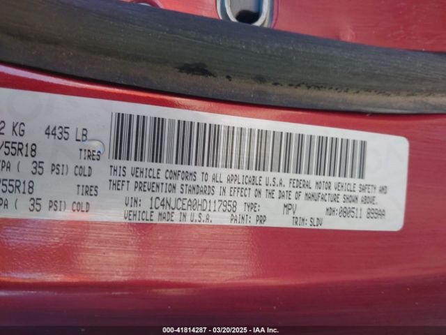 1C4NJCEA0HD117958 Jeep Compass High Altitude Fwd