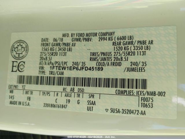 2018 FORD F-150 1FTEW1EP6JFD45189 Photo 8